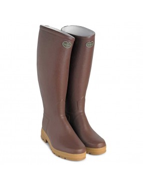 BOTTES SAINT-HUBERT HOMME LE CHAMEAU DOUBLEES DE CUIR MARRON