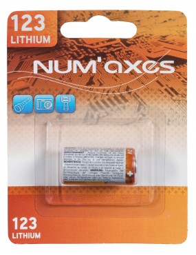 1PILE CR123 A LITHIUM 3V NUM'AXES