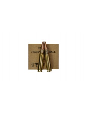 CARTOUCHES GGG 7.62x51 TYPE M80 (308 WIN) FMJ 147gr /20