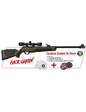 PACK GAMO GREEN CERISE 2024 SHADOW DX GREEN STORM 19.9J + LUNETTE 4X32 WR + CIBLES + PLOMBS