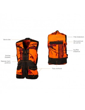 DESTOCKAGE GILET SOFTSHELL CAMO ORANGE/VERT XL